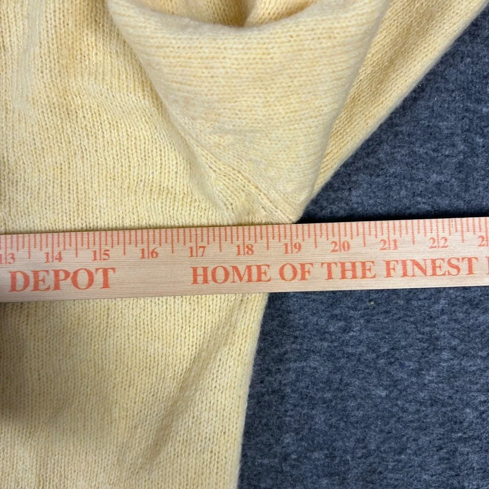 Vintage 90s Lands End Crewneck Sweater Small Yellow Shetland Wool United Kingdom